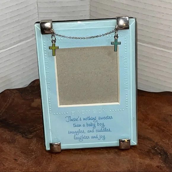 Baby boy picture frame easel display cross charms  nothing sweeter VERY NICE - Picture 7 of 7